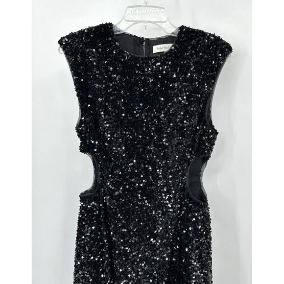 SOFIE THE LABEL dress mini cutout sequins party going out club lbd black M - Picture 4 of 11